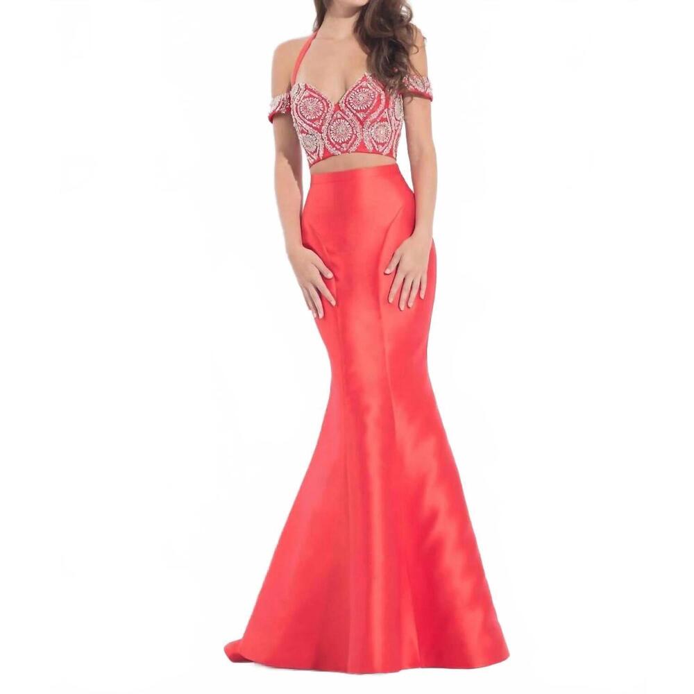 NEW KARISHMA CREATIONS crop top prom dress in wine